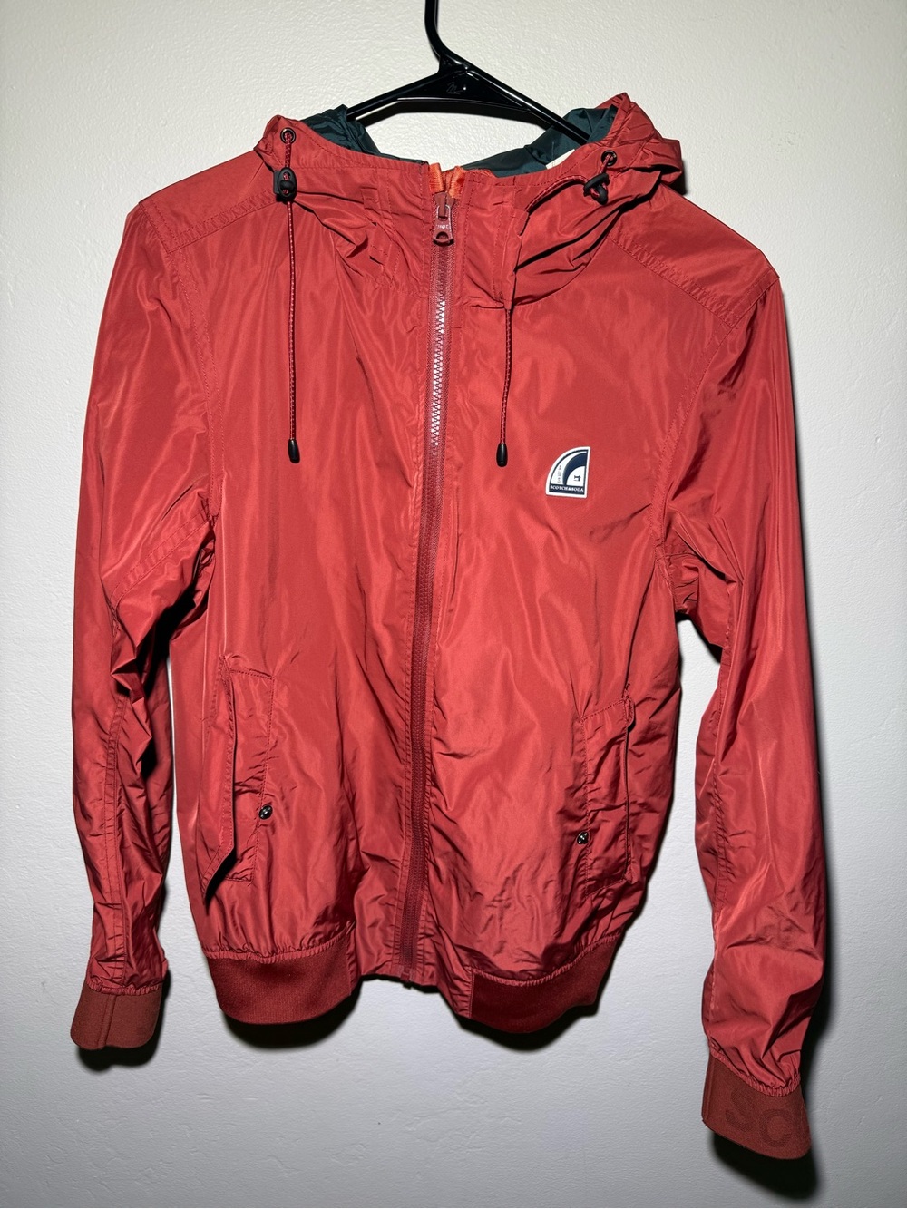 Scotch & Soda Red Hooded Jacket with Navy Logo Patch